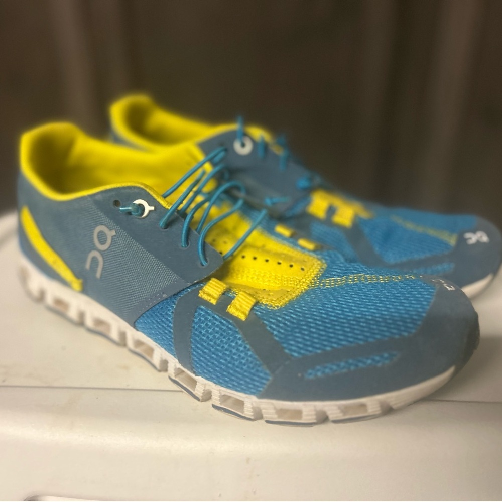 On Cloud Running Vibrant Blue and Yellow Athletic Shoes